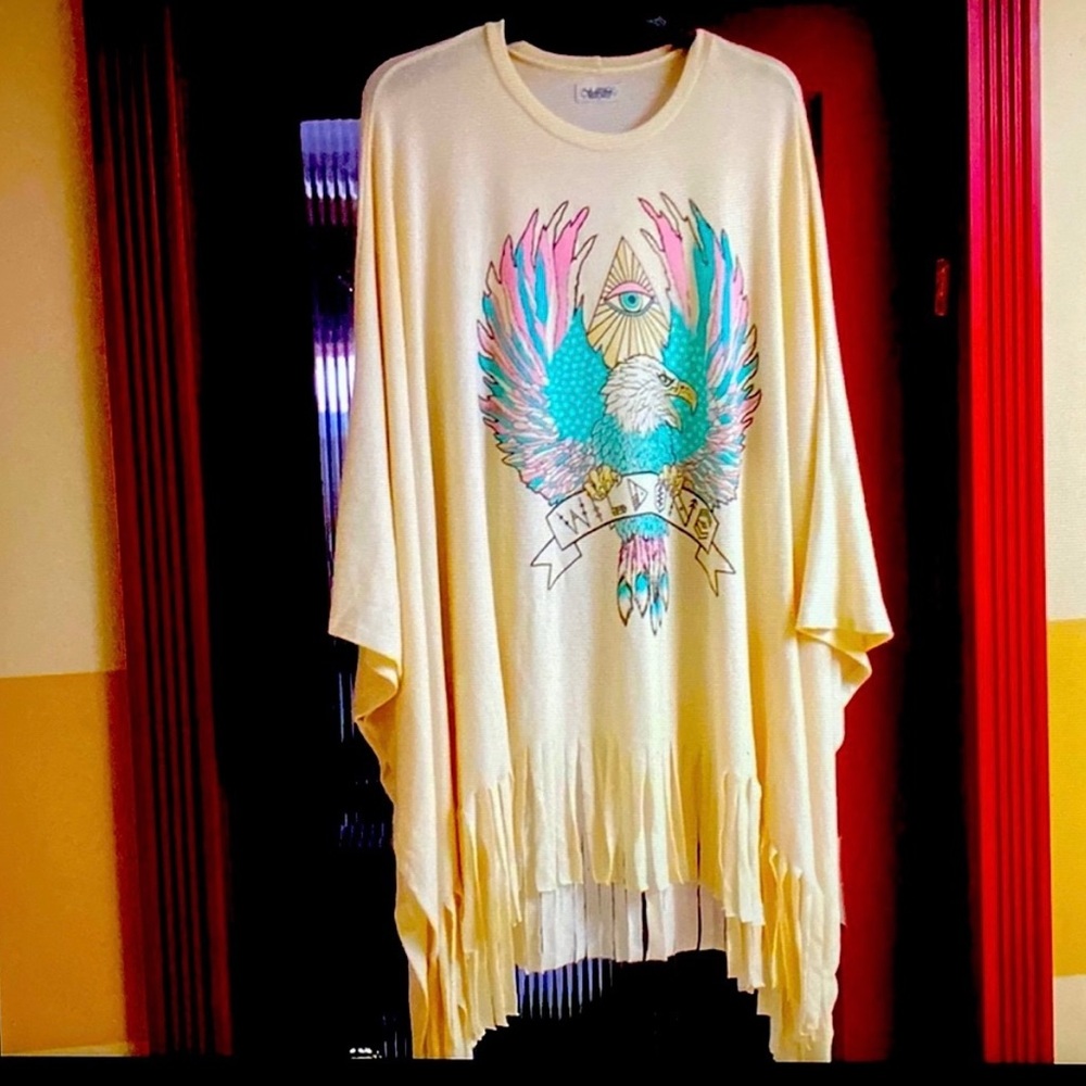 Lauren Moshi poncho with third eye graphic — RARE PIECE